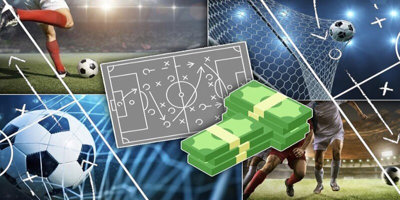 a football game with a diagram of money