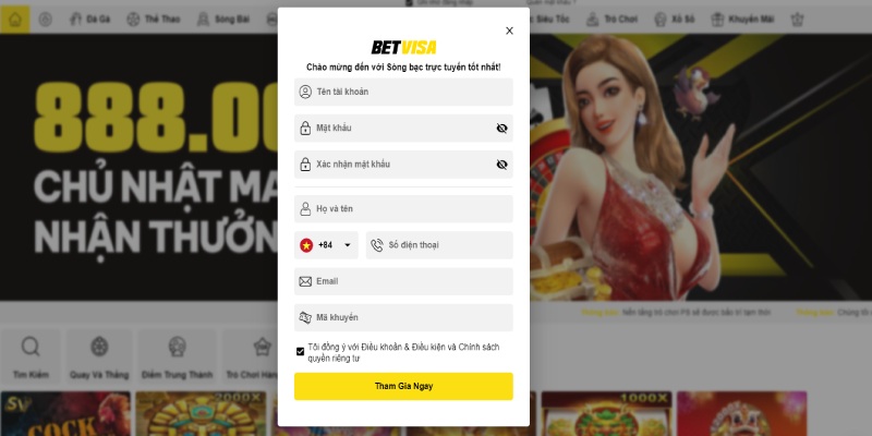 Quy trình 3 bước tạo tài khoản tại nhà cái Betvisa